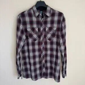 Kuhl men's M Plaid Pearl Snap Button cowboy but-ton down